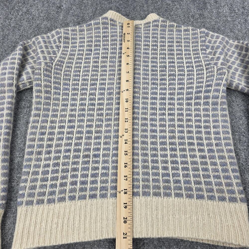 Vintage LL Bean Sweater Womens Small Blue Check Wool Button Cardigan Knit USA - Picture 6 of 13